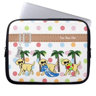 Personalized Cool Yellow Labs Cartoon Polka Dot Laptop Sleeve