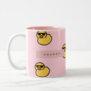 Personalized Cool Yellow Rubber Duck Pattern Two-Tone Coffee Mug
