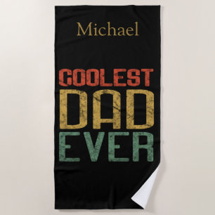 Personalized Coolest Dad Ever Gift for Dad  Beach Towel
