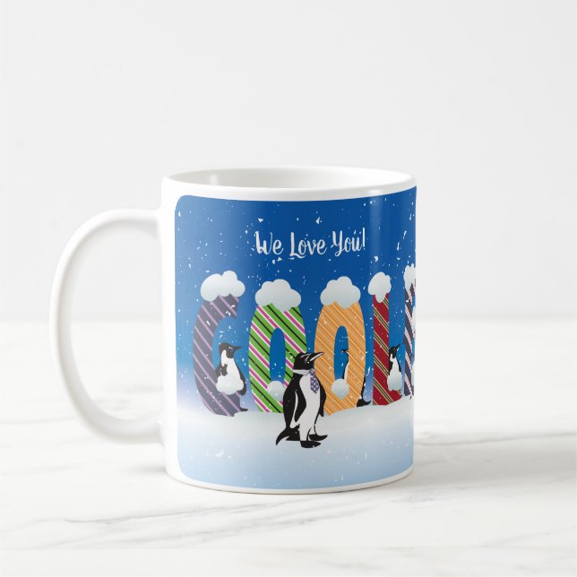 Personalized Coolest Dad Penguin Father's Day Gift Coffee Mug (Left)