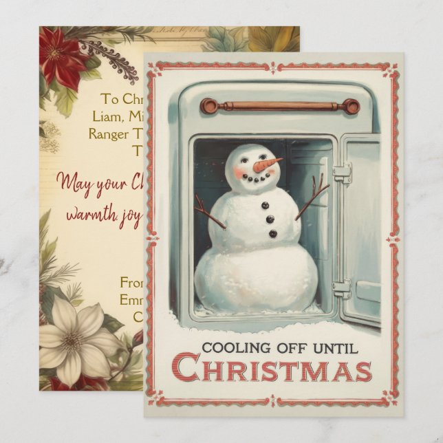 Personalized Cooling Off Funny Vintage  Holiday Card (Front/Back)