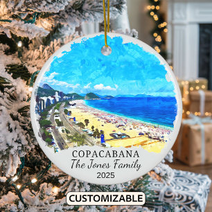 Personalized Copacabana Ornament, Rio de Janiro Ceramic Ornament