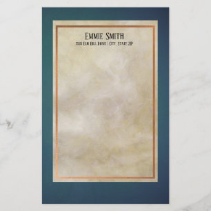 Personalized Copper and Teal No Lines Stationery