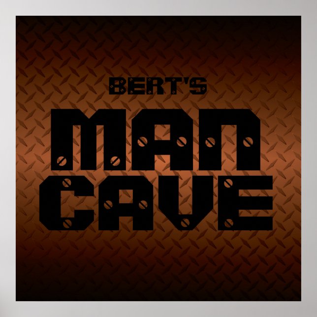 Personalized Copper Diamondplate Man Cave Poster (Front)