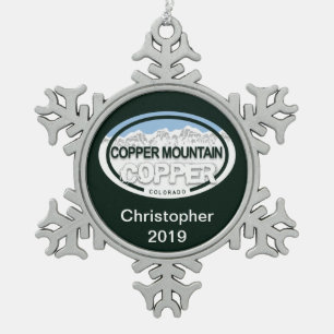 Personalized Copper Mountain Colorado Rockies Snowflake Pewter Christmas Ornament