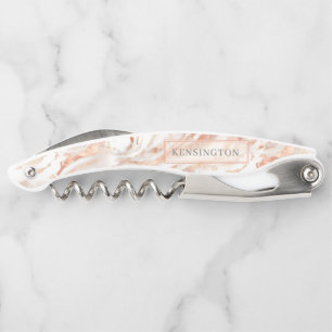 Personalized Copper Rose Gold Metallic Marble Corkscrew
