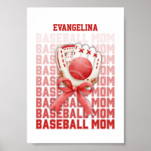 Personalized Coquette BASEBALL MOM Mothers Day Poster