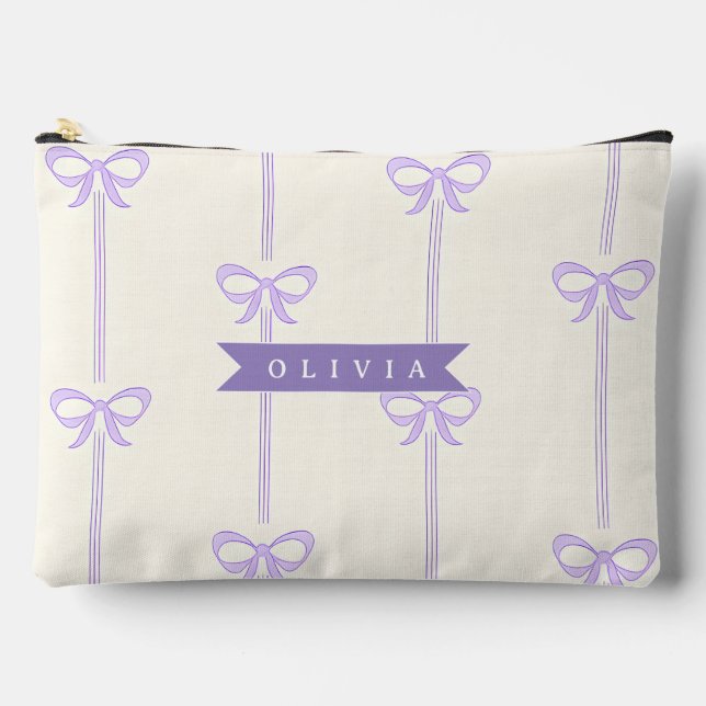 Personalized Coquette Bow Name Girly Aesthetic Accessory Pouch (Front)