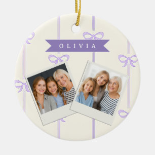Personalized Coquette Bow Name Girly Aesthetic Ceramic Ornament