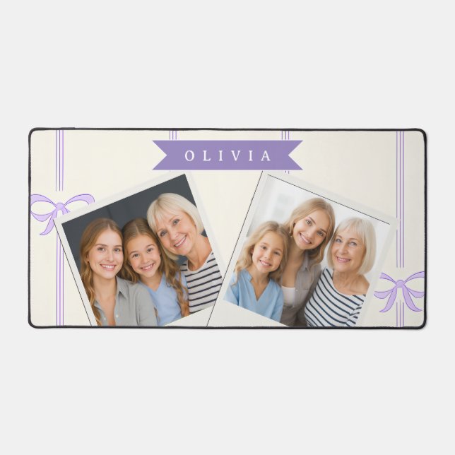 Personalized Coquette Bow Name Girly Aesthetic Desk Mat (Front)