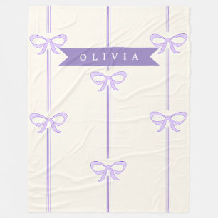 Personalized Coquette Bow Name Girly Aesthetic Fleece Blanket