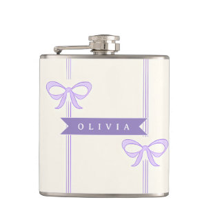 Personalized Coquette Bow Name Girly Aesthetic Hip Flask