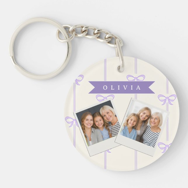Personalized Coquette Bow Name Girly Aesthetic Keychain (Front)
