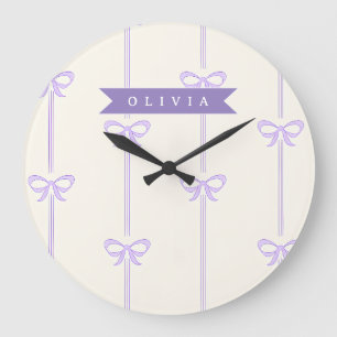 Personalized Coquette Bow Name Girly Aesthetic Large Clock