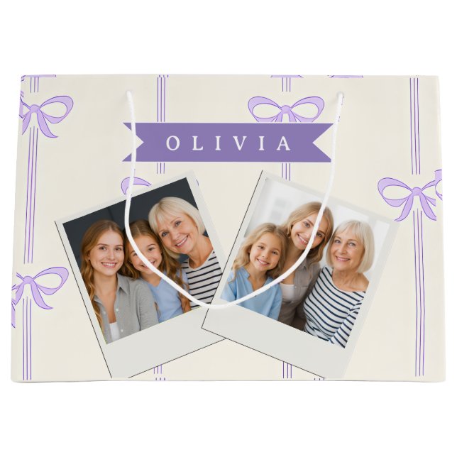 Personalized Coquette Bow Name Girly Aesthetic Large Gift Bag (Front)