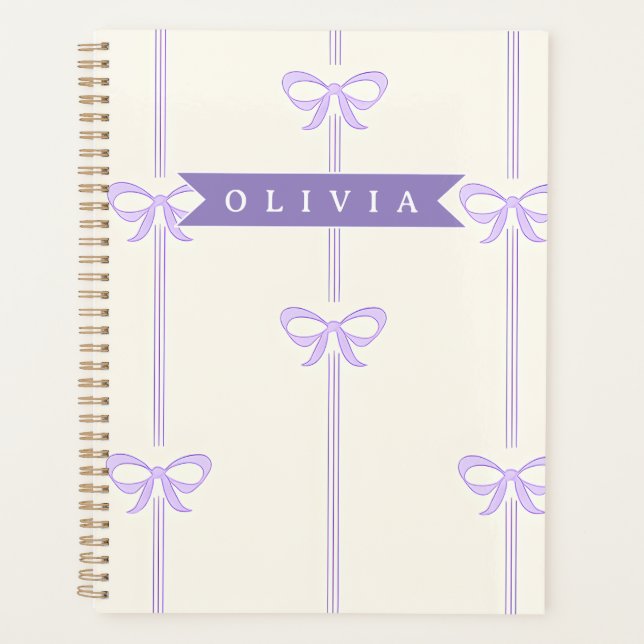 Personalized Coquette Bow Name Girly Aesthetic Planner (Front)