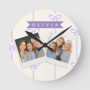 Personalized Coquette Bow Name Girly Aesthetic Round Clock