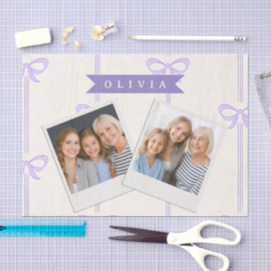 Personalized Coquette Bow Name Girly Aesthetic Tissue Paper