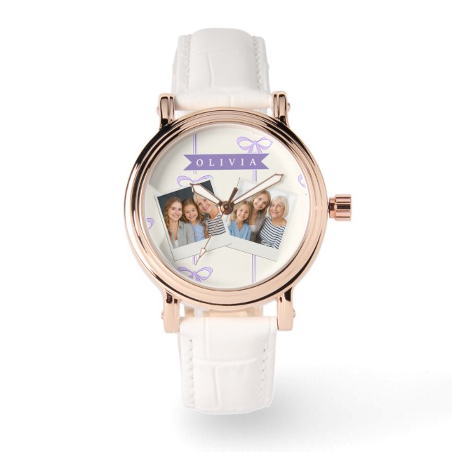 Personalized Coquette Bow Name Girly Aesthetic Watch (Front)