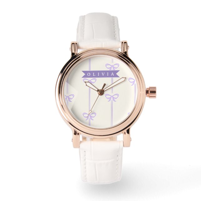 Personalized Coquette Bow Name Girly Aesthetic Watch (Front)