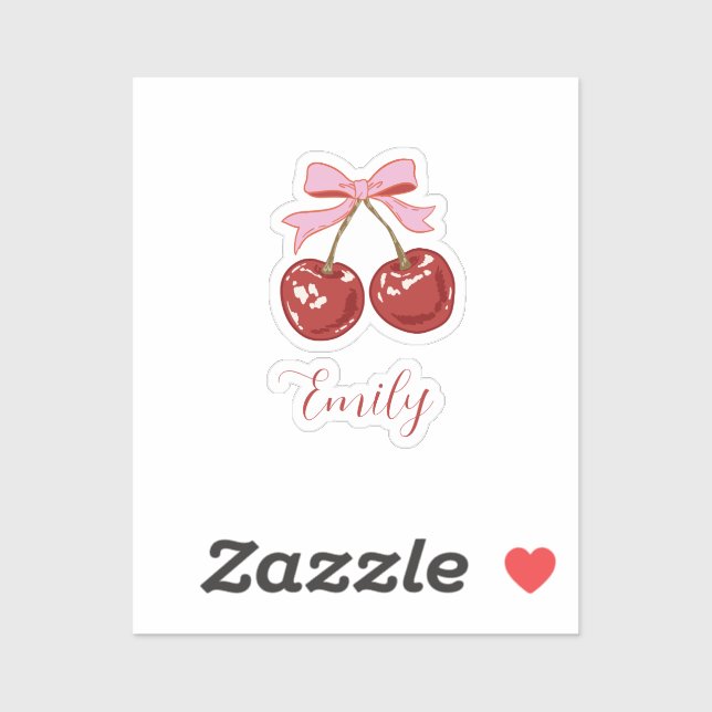  Personalized Coquette Cherry Bow Name (Sheet)