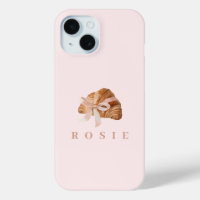 Personalized Coquette Croissant Pink Ribbon