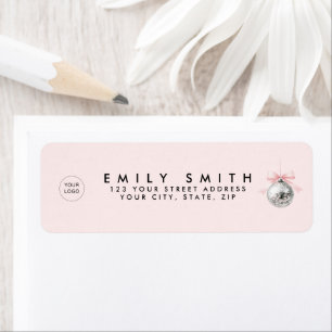 Personalized Coquette Disco Ball Pink Ribbon