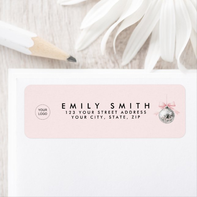 Personalized Coquette Disco Ball Pink Ribbon (Insitu)