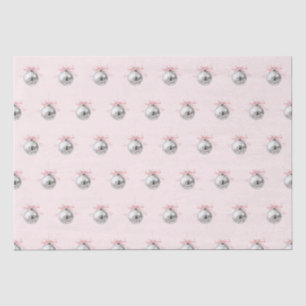 Personalized Coquette Disco Ball Pink Ribbon Tissue Paper