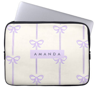 Personalized Coquette Pastel Lavender Bow Ribbon  Laptop Sleeve