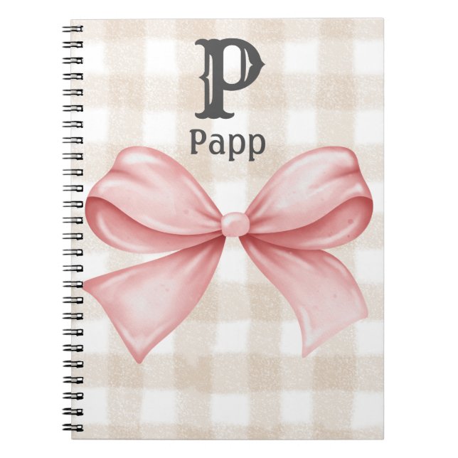 Personalized Coquette Pastel Pink and Beige Notebook (Front)