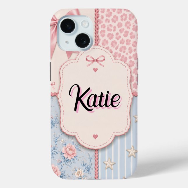 Personalized Coquette Patchwork Phone Case (Back)