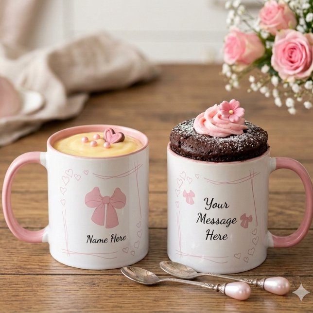 Personalized Coquette Pink Bow Coffee Mug (Creator Uploaded)