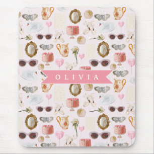 Personalized Coquette Pink Vintage Feminine Mouse Pad