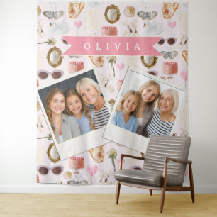 Personalized Coquette Pink Vintage Feminine Tapestry