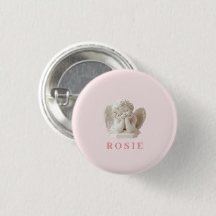Personalized Coquette Sleeping Angel Sculpture 1 Inch Round Button