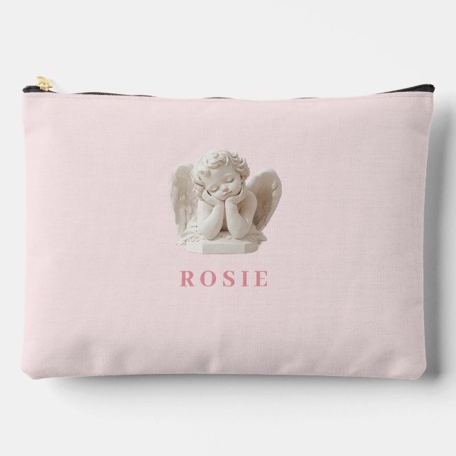 Personalized Coquette Sleeping Angel Sculpture Accessory Pouch (Front)