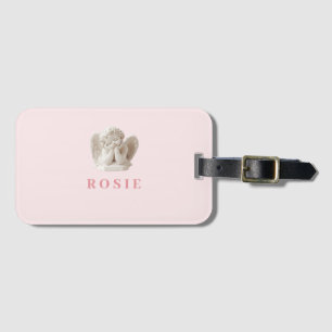 Personalized Coquette Sleeping Angel Sculpture Luggage Tag