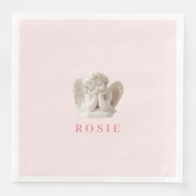 Personalized Coquette Sleeping Angel Sculpture Napkin (Front)