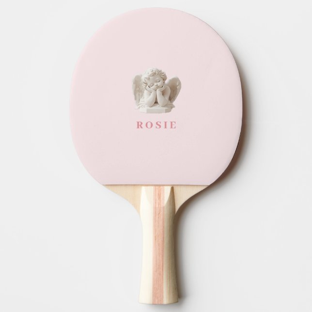 Personalized Coquette Sleeping Angel Sculpture Ping Pong Paddle (Front)