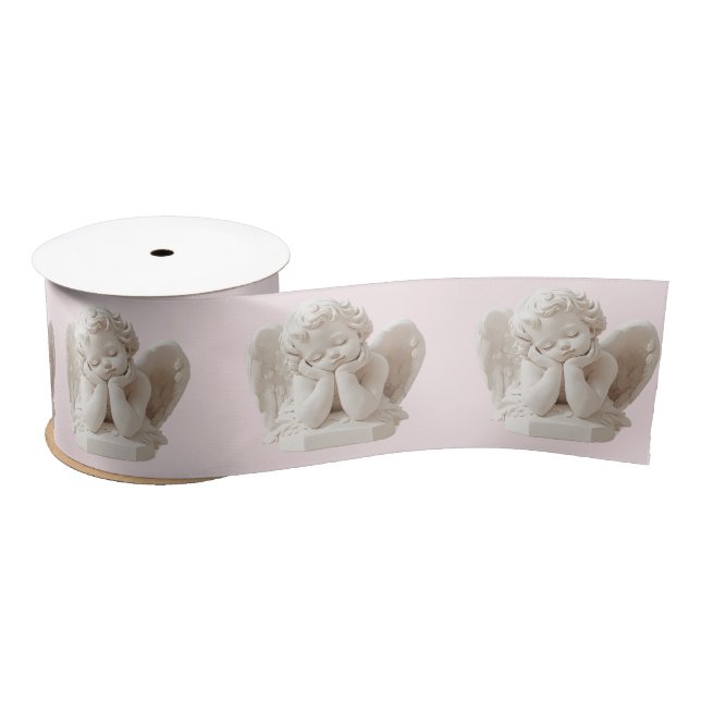 Personalized Coquette Sleeping Angel Sculpture Satin Ribbon (Spool)