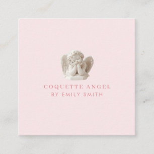 Personalized Coquette Sleeping Angel Sculpture Square Business Card