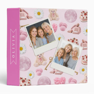 Personalized Coquette Teddy Bear Pink Aesthetic Binder