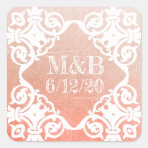 Personalized Cora Wedding Date & Initials Stickers