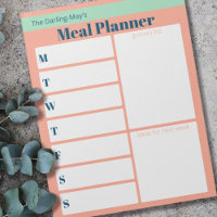 Personalized Coral Blue Meal Planner Grocery List