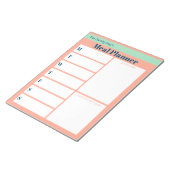 Personalized Coral Blue Meal Planner Grocery List Notepad (Angled)