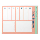 Personalized Coral Blue Meal Planner Grocery List Notepad (Front)