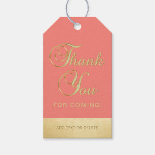 Personalized Coral Gold THANK YOU FOR COMING favou Gift Tags
