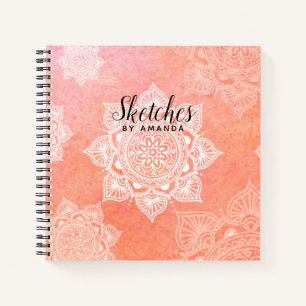 Personalized coral mandala sketch book