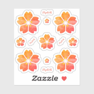 Personalized Coral Pink Cherry Blossom Vinyl
